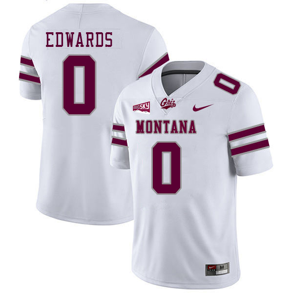 Montana Grizzlies #0 Kale Edwards College Football Jerseys Stitched Sale-White